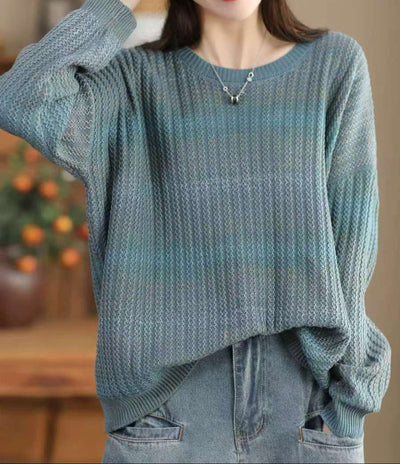 Autumn Winter Cozy Round Neck Knit Pullover Casual Sweaters