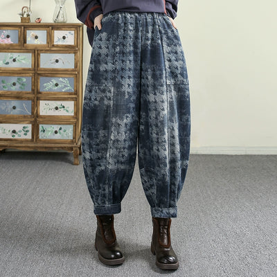 Women Spring Artistic Casual Stylish Printed Denim Harem Pants