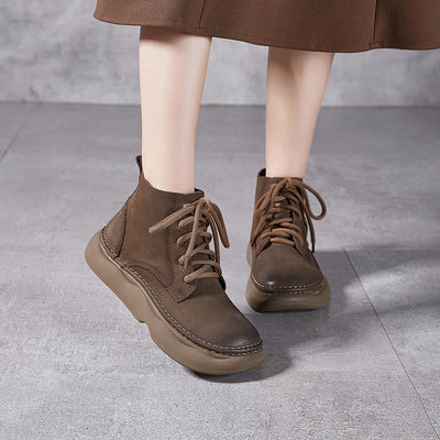 Ethnic Style Soft- Soled Platform Ankle Boots