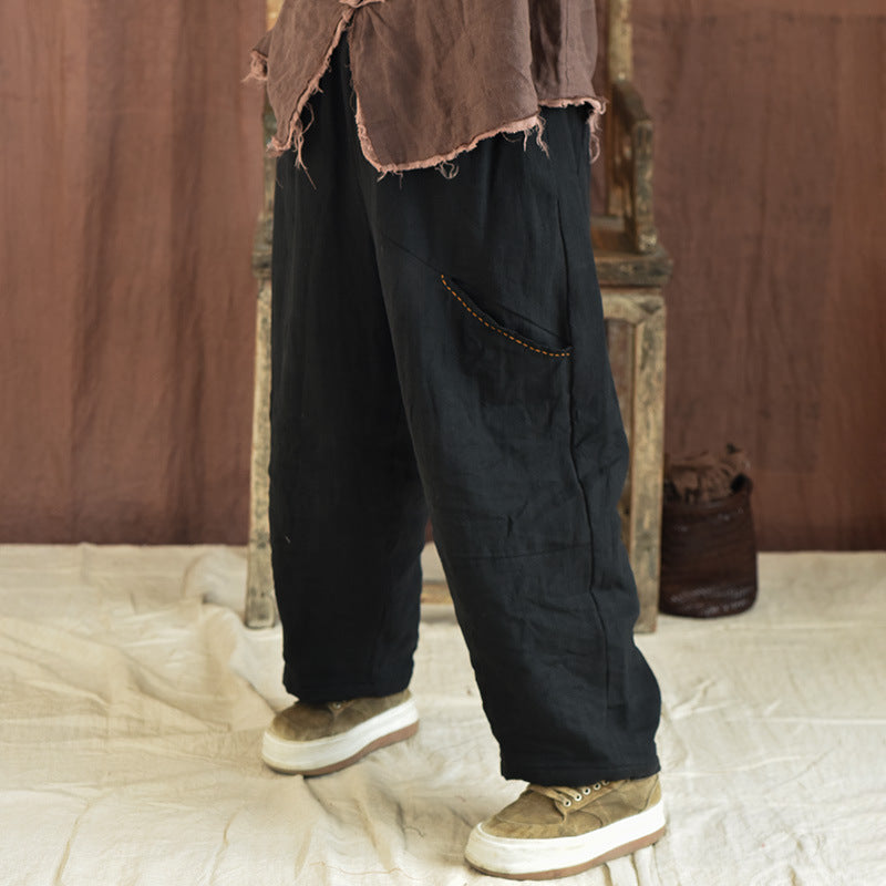 Women Winter Loose Fit Vintage Cotton Linen Trousers