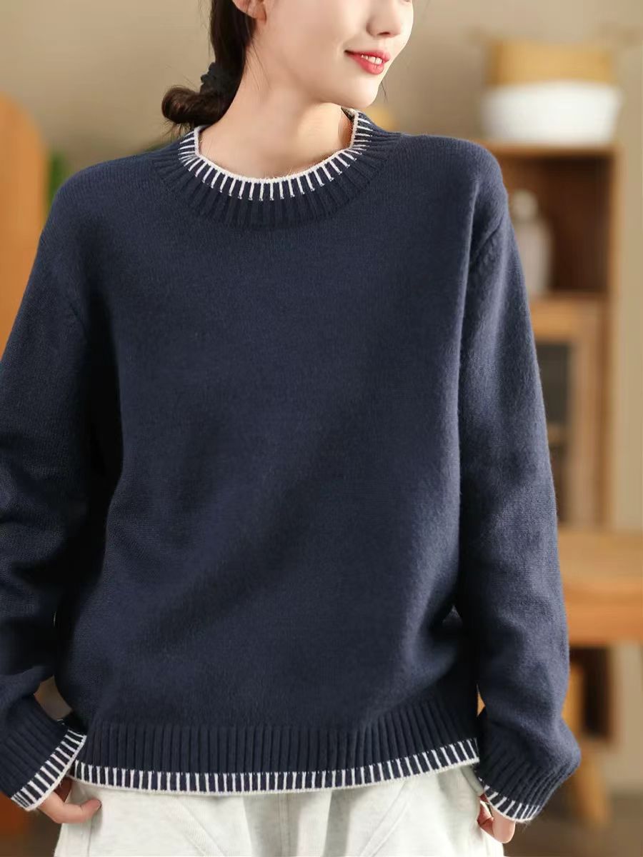 Casual Mock Neck Loose Knit Sweater for Women