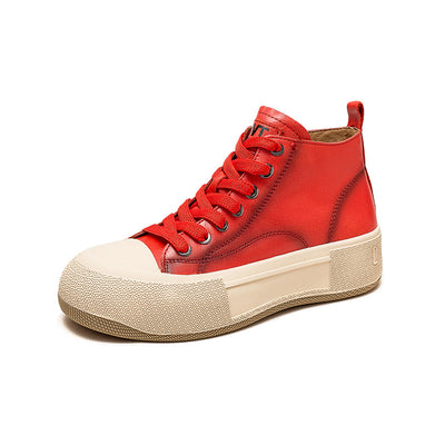 Women Casual Stylish High- Top Leather Casual Shoes