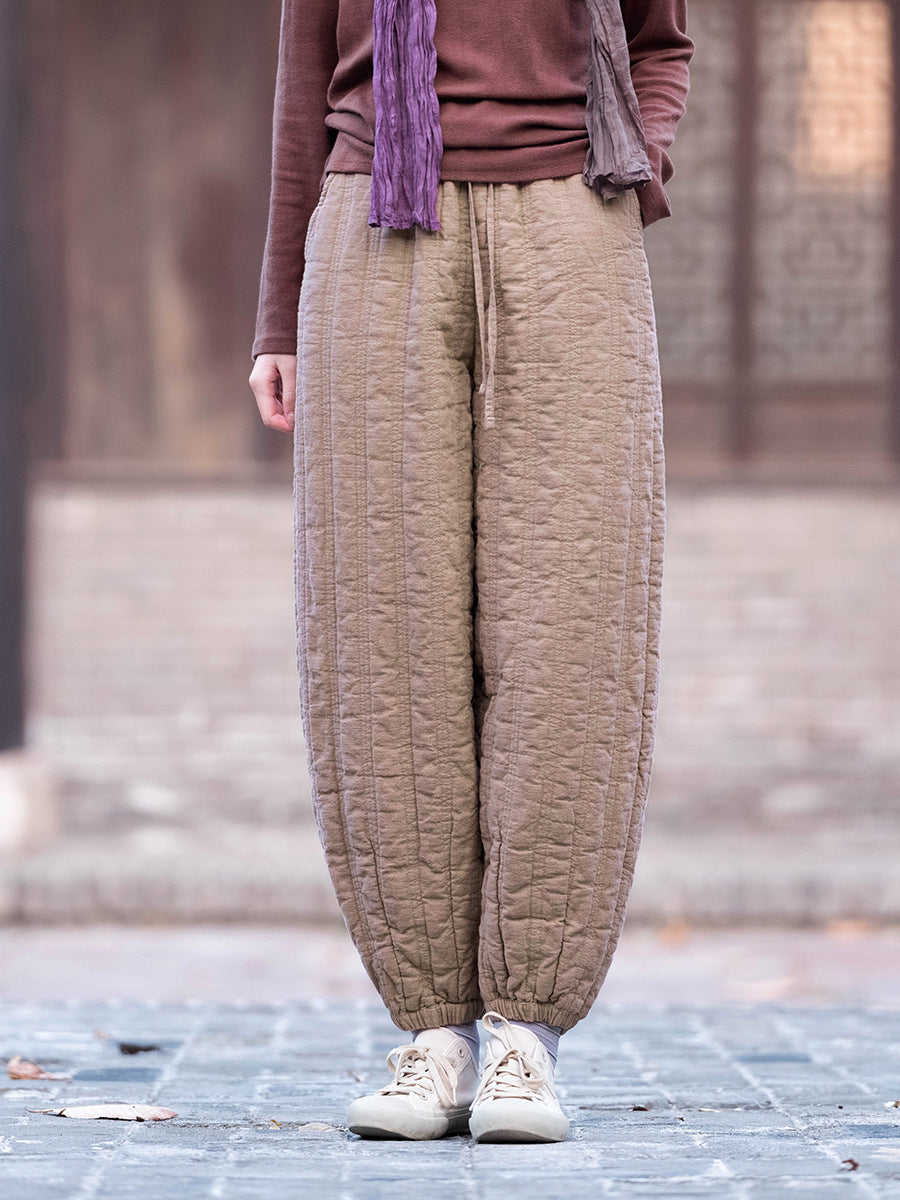 Autumn Winter Cozy Padded Warmth Casual Cotton Pants