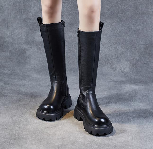 Women Black Mid- Calf Riding Boots