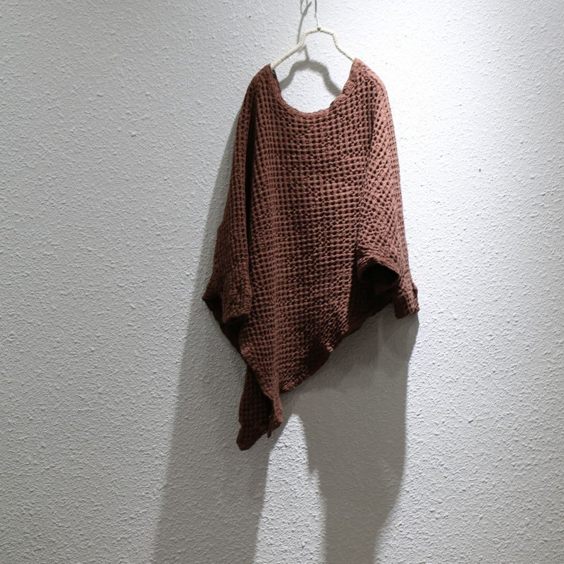 Waffle Asymmetric Linen Shawl for Women