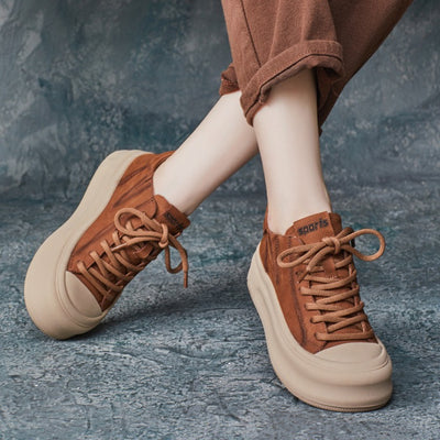 Women Classic Stylish Retro Lace Up Platform Casual Shoes