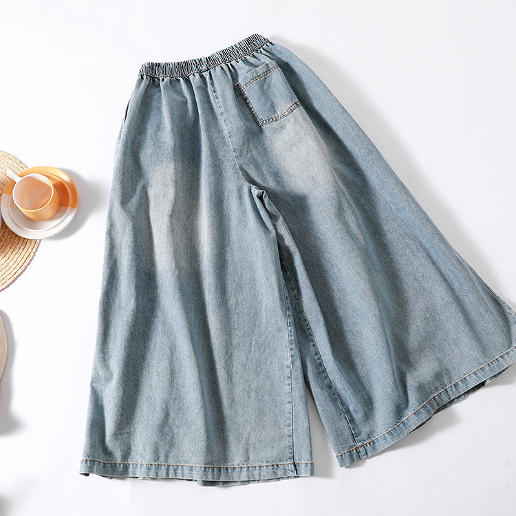 Vintage Washed Oversized Loose Fit Pleated Jeans