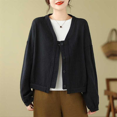 Women Textured Solid Color Short Jacket