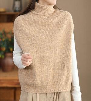 Women Stylish Warm Turtleneck Knitted Vest