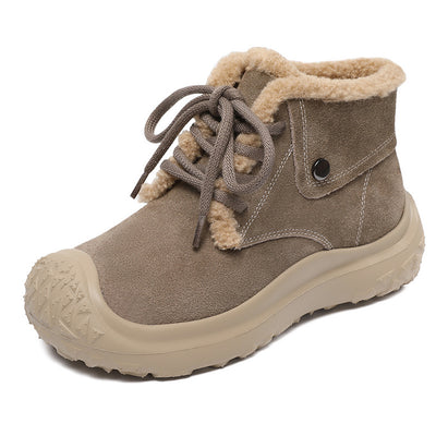 Women Cozy Warm Lace- Up Suede Snow Boots