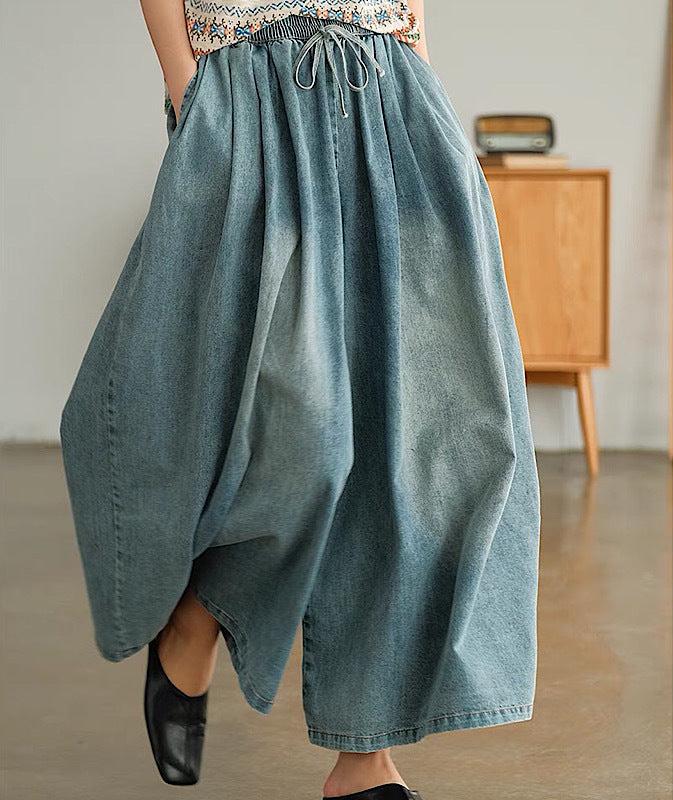 Vintage Washed Oversized Loose Fit Pleated Jeans