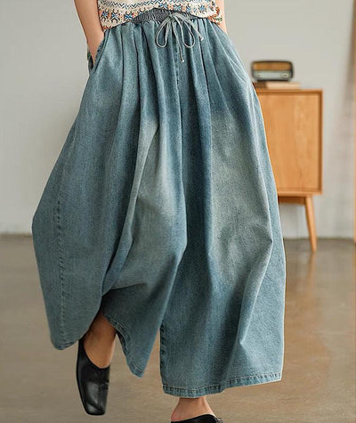 Vintage Washed Oversized Loose Fit Pleated Jeans