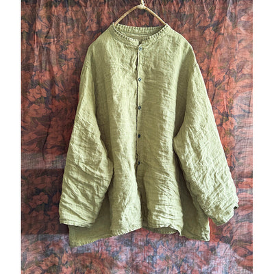 Comfortable Loose Mid- Length Linen Shirts for Women