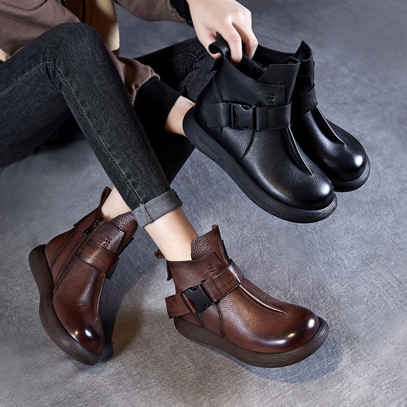 Women Autumn Platform Buckle Short Boots