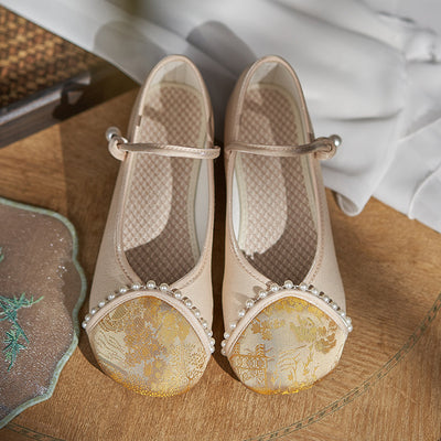 Pearls Embroidered Traditional Cloth Shoes