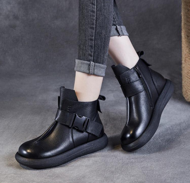 Women Autumn Platform Buckle Short Boots