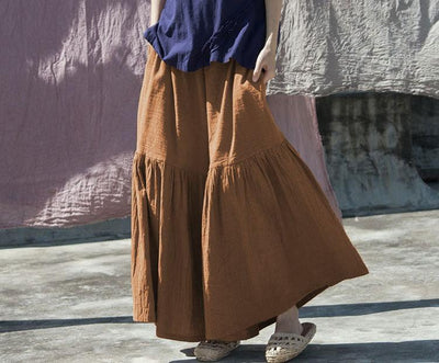 Women Loose Ruffled Wide- Leg Cropped Pants