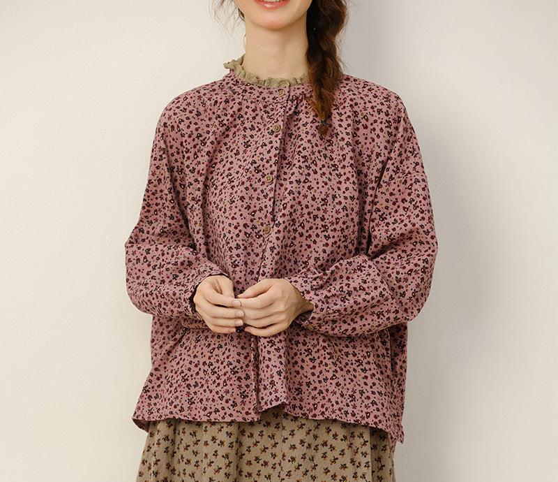 Women Ruffled Floral Printed Long Sleeves Shirts