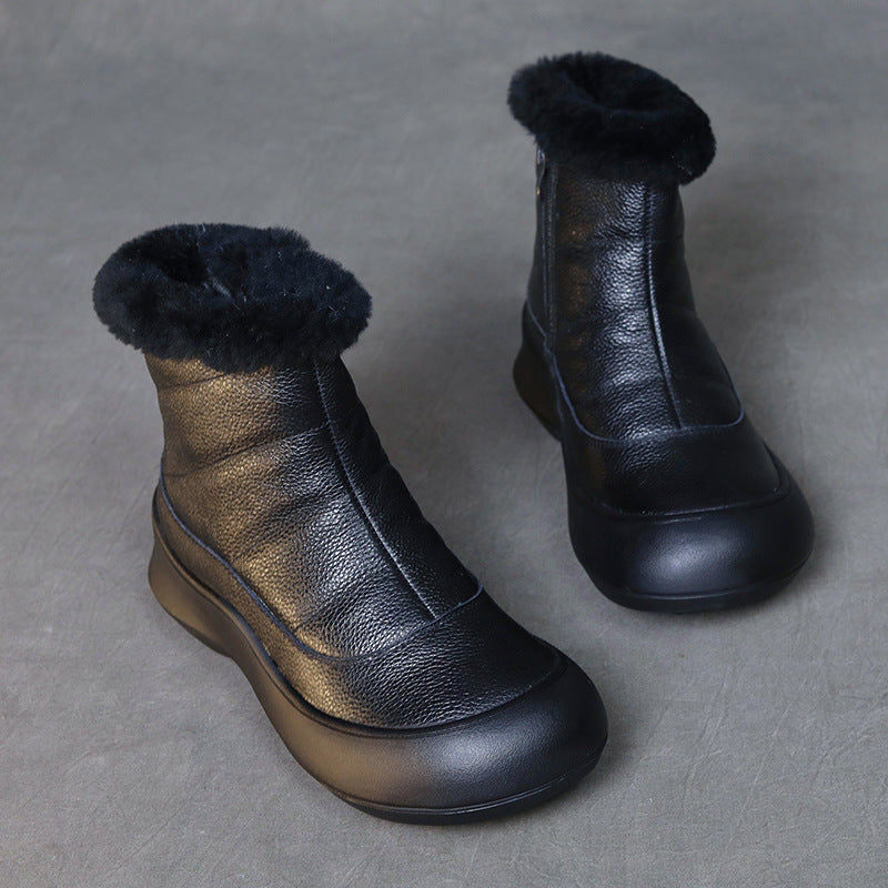 Women Black Warm Fleece- Lined Ankle Boots