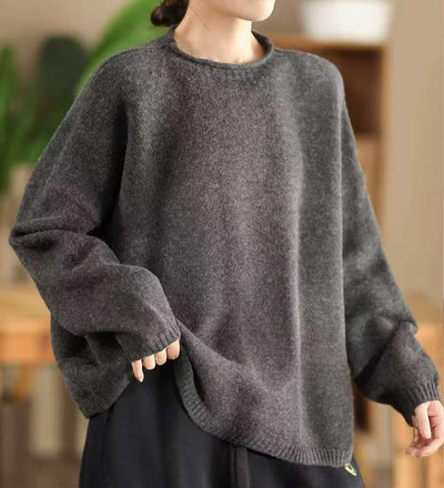 Loose Autumn Winter Fleece Warm Knitted Sweater