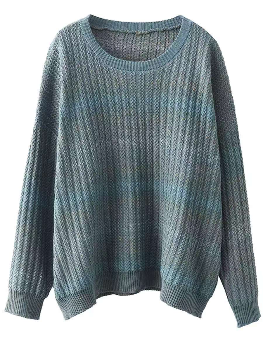 Autumn Winter Cozy Round Neck Knit Pullover Casual Sweaters