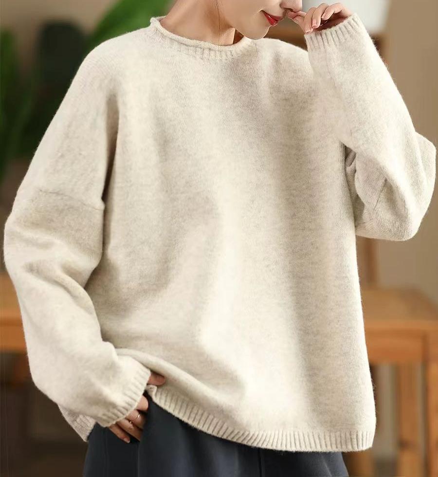 Loose Autumn Winter Fleece Warm Knitted Sweater