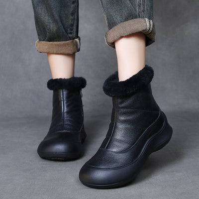 Women Black Warm Fleece- Lined Ankle Boots