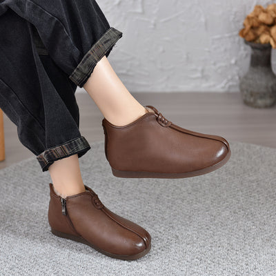 Women Fleece Lining Warm Genuine Leather Boots