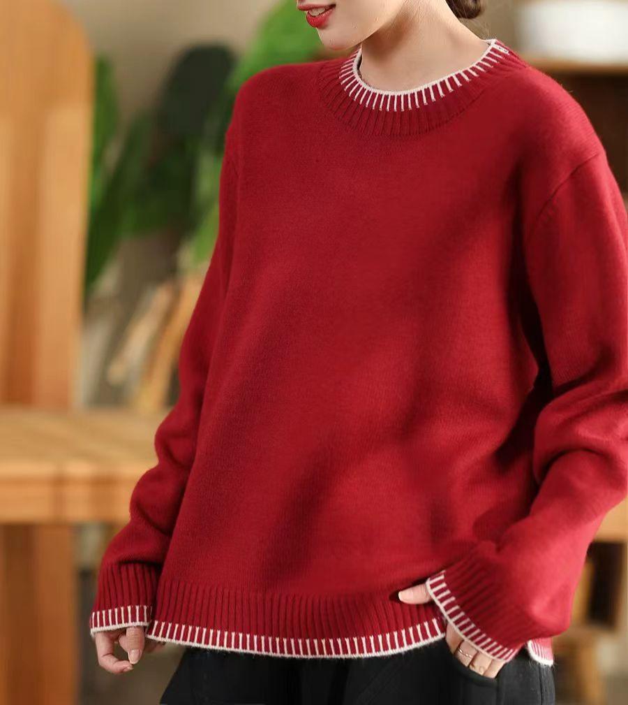 Casual Mock Neck Loose Knit Sweater for Women