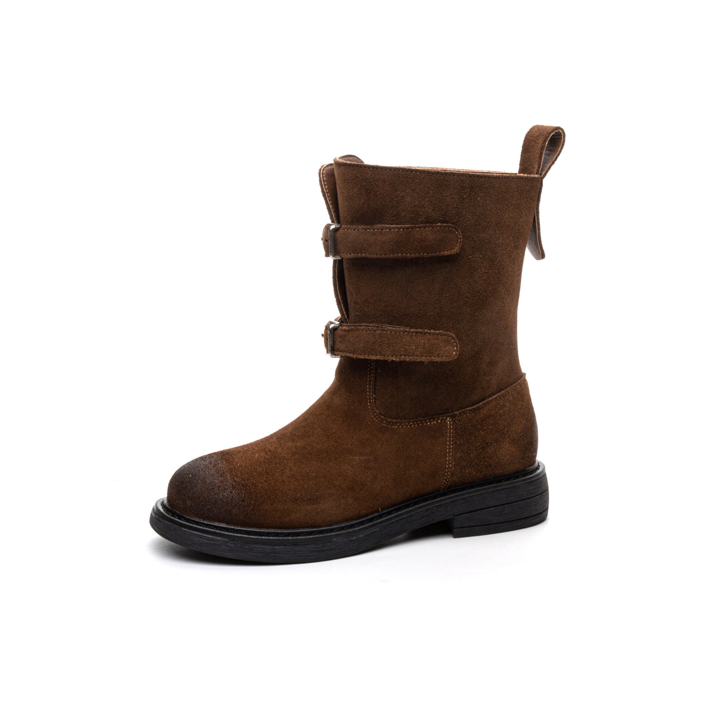 Women Buckle Vintage Suede Martin Boots