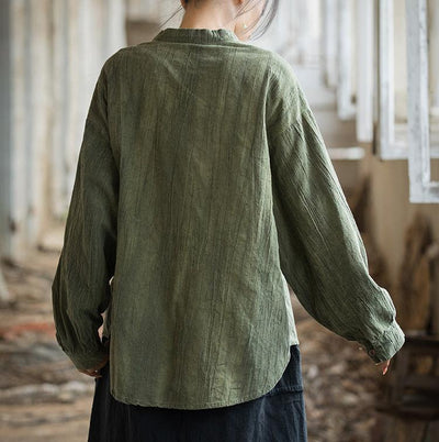 Ramie Hand- Dyed Long- Sleeved Ramie Blouses