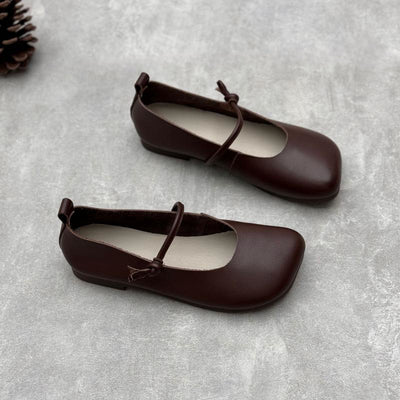 Women Spring Minimalist Soft Sole Leather One-Strap Flats