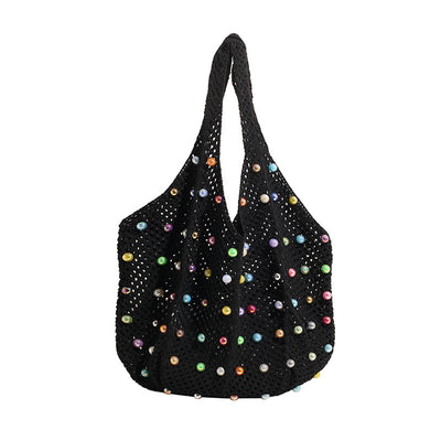 Handwoven Colorful Beaded Hollow-Out Large-Capacity Tote Bag