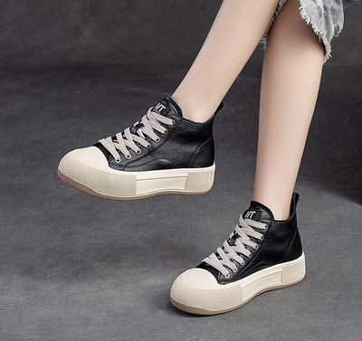 Women Casual Stylish High- Top Leather Casual Shoes