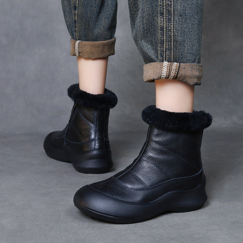 Women Black Warm Fleece- Lined Ankle Boots