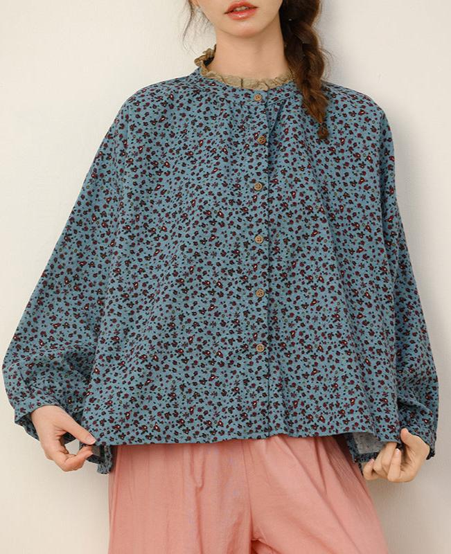 Women Ruffled Floral Printed Long Sleeves Shirts