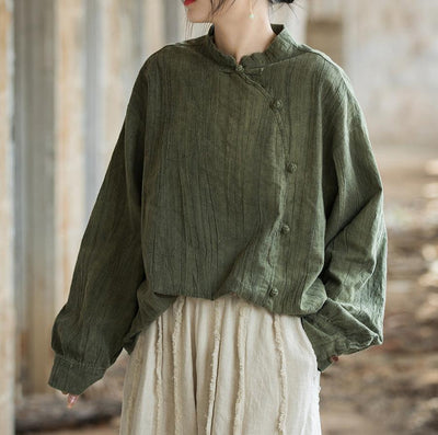 Ramie Hand- Dyed Long- Sleeved Ramie Blouses