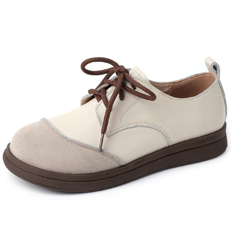 Women Commuting Suede Patchwork Casual Leather Shoes