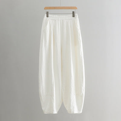 Solid Color Loose Linen Harem Pants for Women