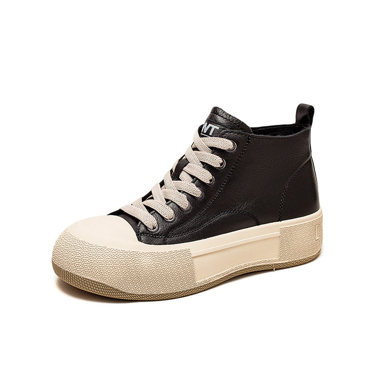 Women Casual Stylish High- Top Leather Casual Shoes