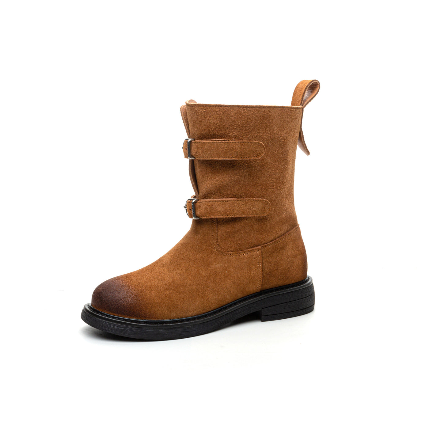 Women Buckle Vintage Suede Martin Boots