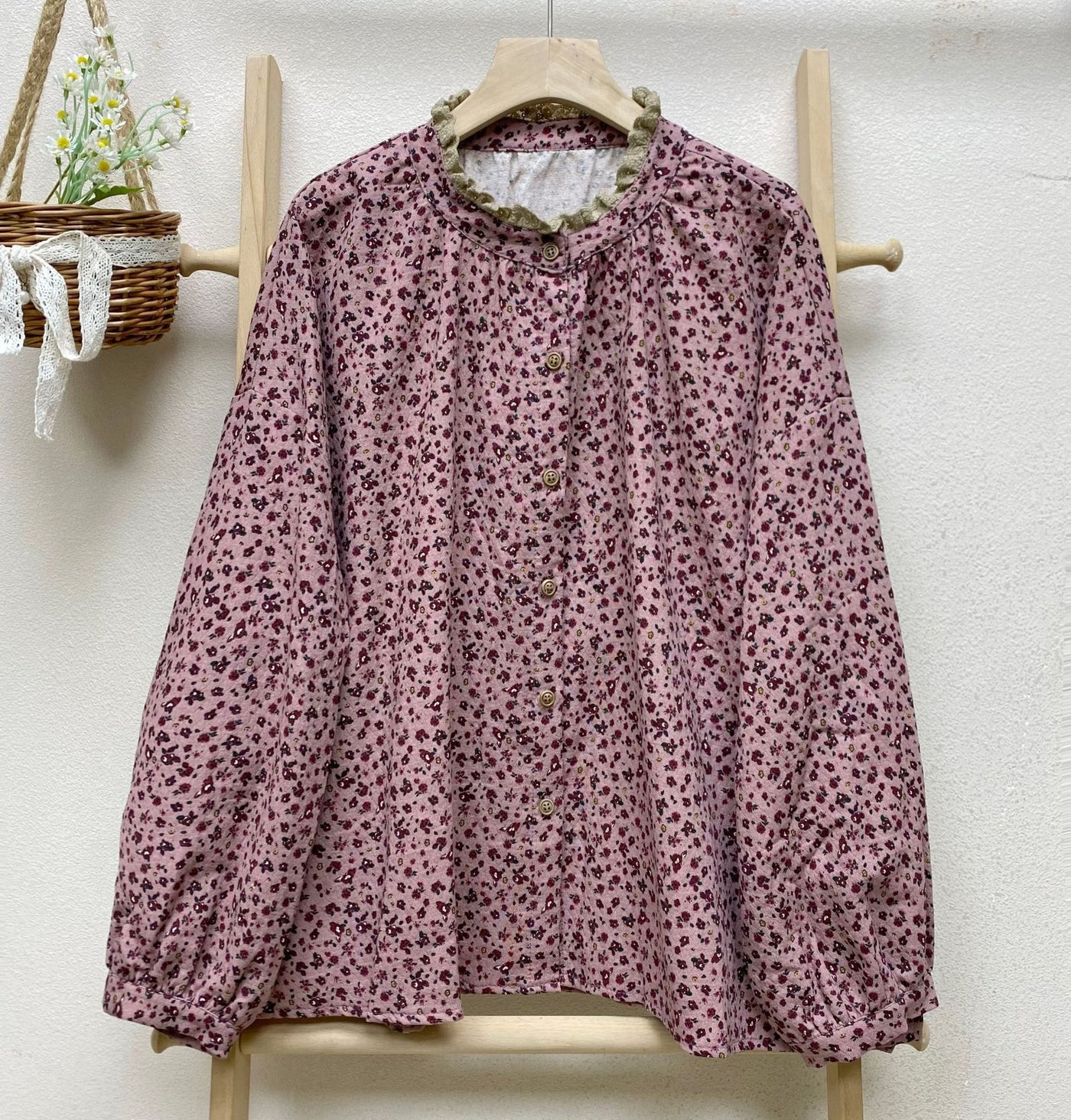 Women Ruffled Floral Printed Long Sleeves Shirts