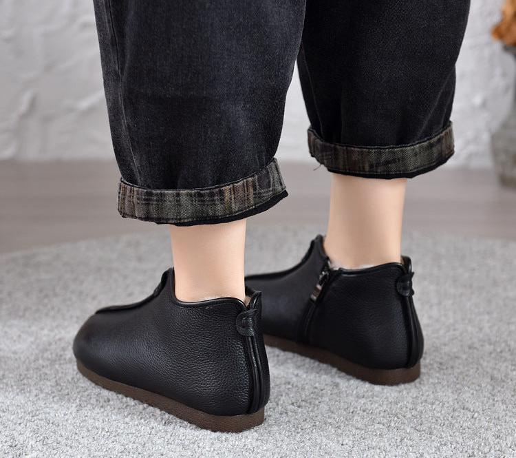 Women Fleece Lining Warm Genuine Leather Boots