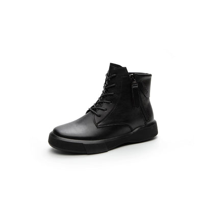 Women Retro Fold-Over Lace Up Martin Boots