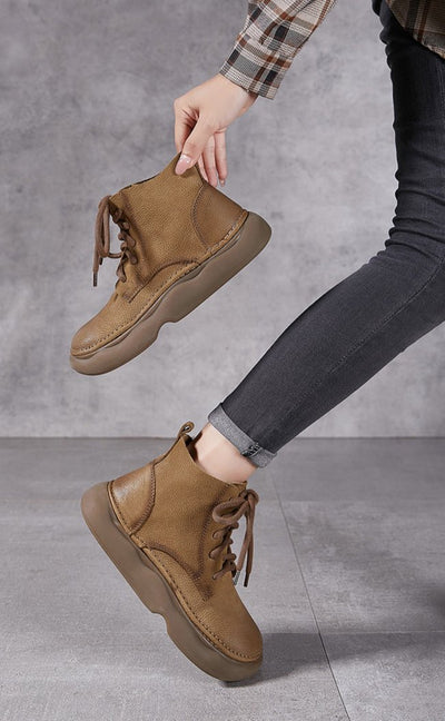 Ethnic Style Soft- Soled Platform Ankle Boots