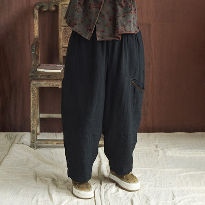 Women Winter Loose Fit Vintage Cotton Linen Trousers