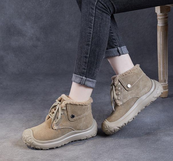 Women Cozy Warm Lace- Up Suede Snow Boots