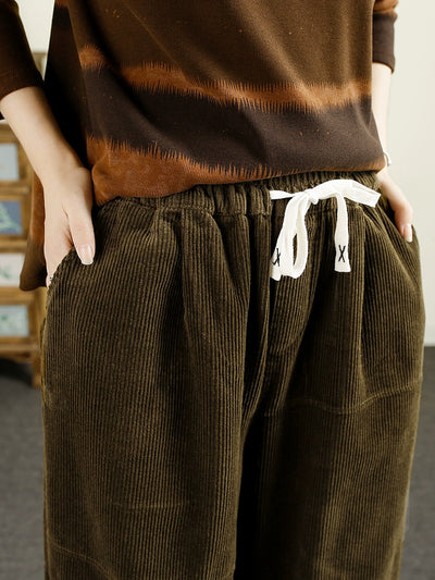 Women Autumn Warm Corduroy Harem Pants