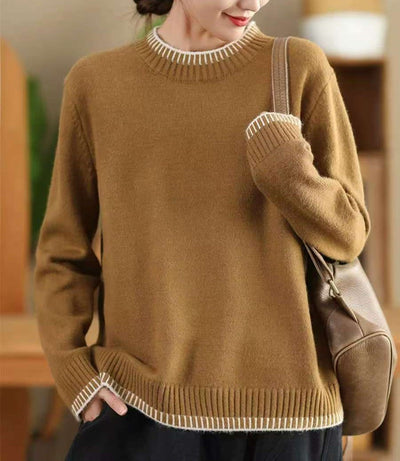 Casual Mock Neck Loose Knit Sweater for Women