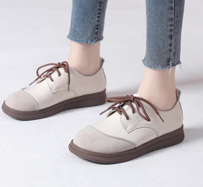 Women Commuting Suede Patchwork Casual Leather Shoes